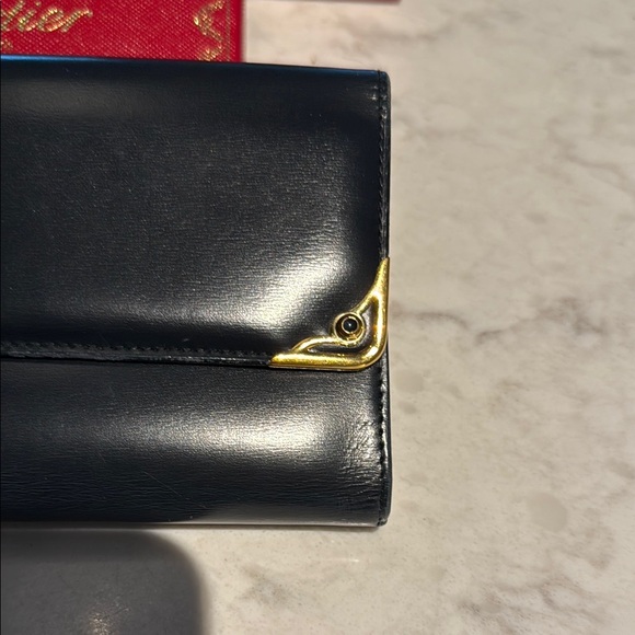Cartier Black and Gold Leather Clutch - Picture 2 of 12